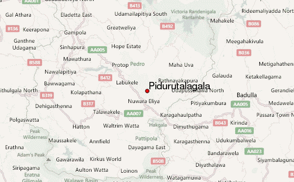 Pidurutalagala Location Map