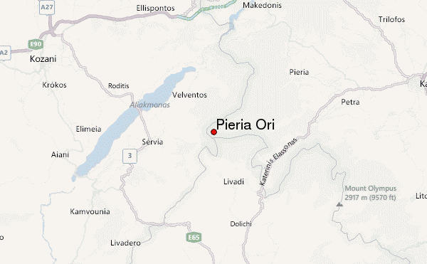 Pieria Ori Location Map