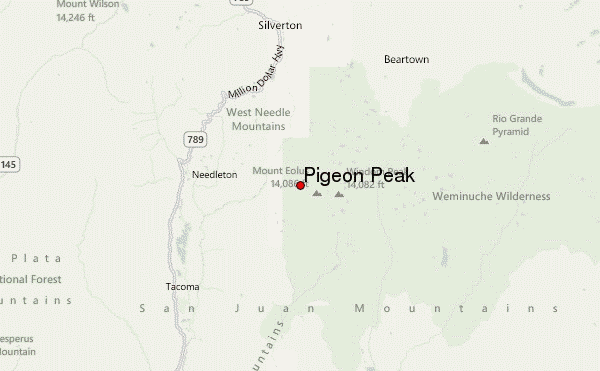 Pigeon Peak Location Map