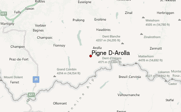 Pigne D'Arolla Location Map