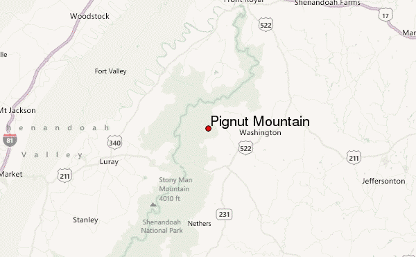 Pignut Mountain Location Map