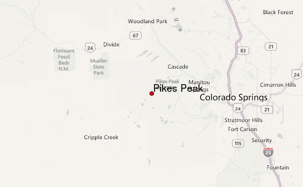 Pikes Peak Location Map