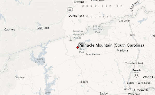 Pinnacle Mountain (South Carolina) Location Map
