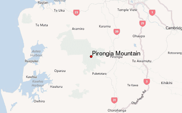 Pirongia Mountain Location Map