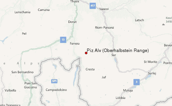 Piz Alv (Oberhalbstein Range) Location Map