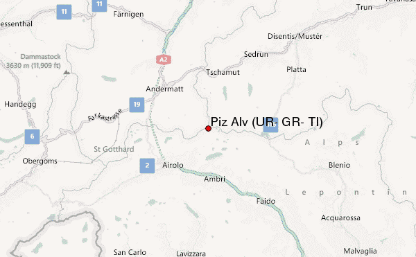 Piz Alv (UR, GR, TI) Location Map