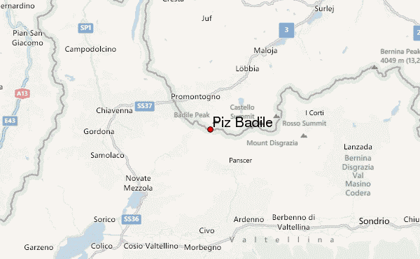 Piz Badile Location Map
