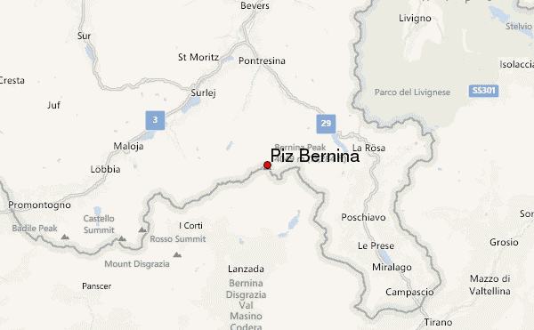 Piz Bernina Location Map