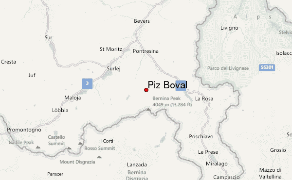 Piz Boval Location Map