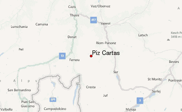 Piz Cartas Location Map