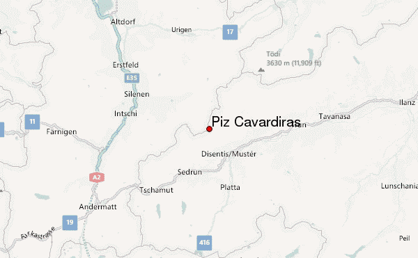Piz Cavardiras Location Map