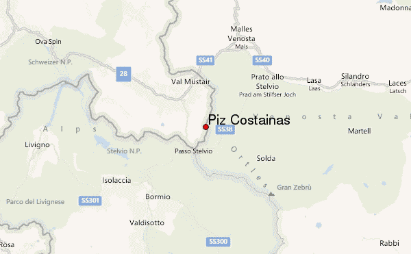 Piz Costainas Location Map