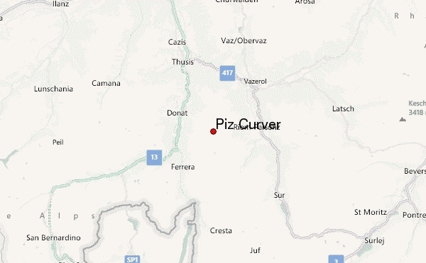 Piz Curvér Location Map