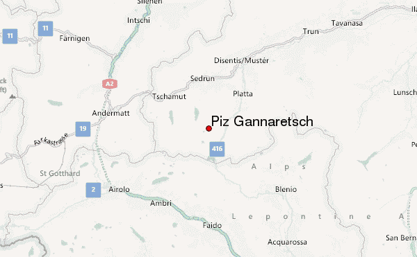 Piz Gannaretsch Location Map