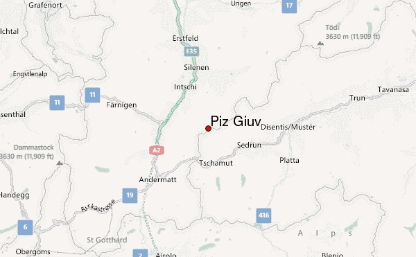 Piz Giuv Location Map