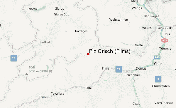Piz Grisch (Flims) Location Map