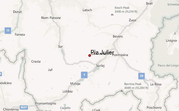 Piz Julier Location Map