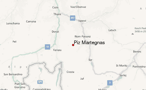 Piz Martegnas Location Map