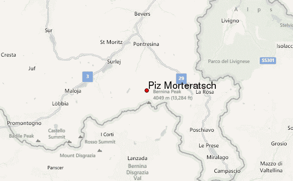 Piz Morteratsch Location Map