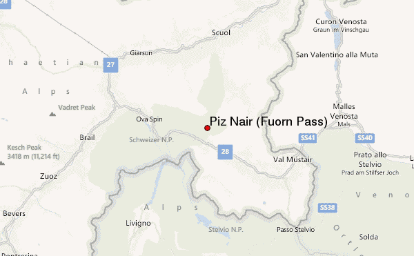 Piz Nair (Fuorn Pass) Location Map