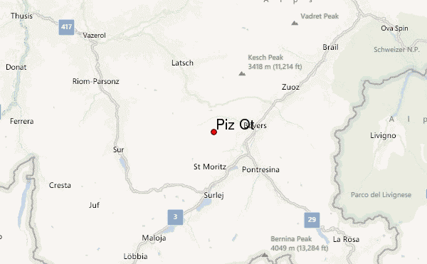 Piz Ot Location Map