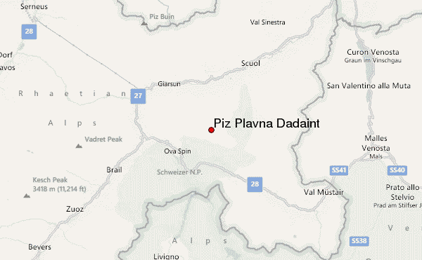Piz Plavna Dadaint Location Map