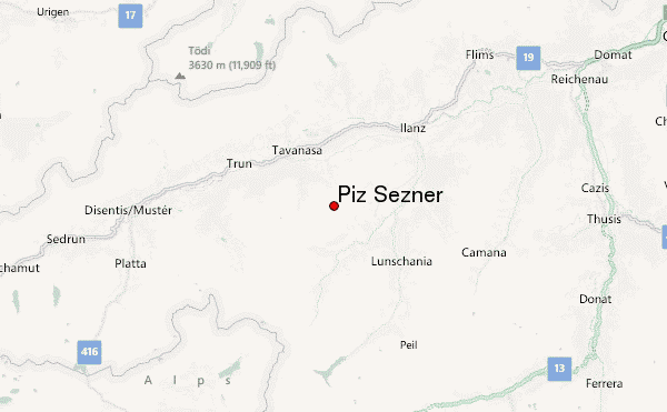 Piz Sezner Location Map