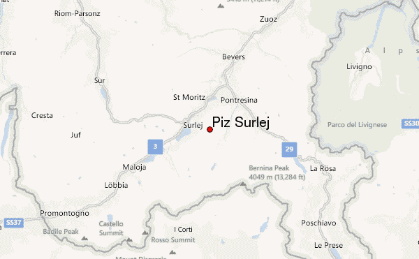 Piz Surlej Location Map