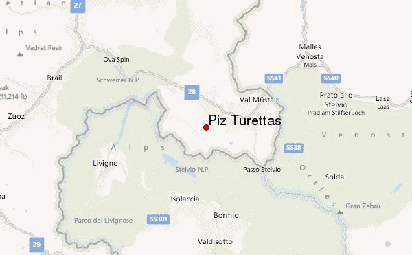 Piz Turettas Location Map