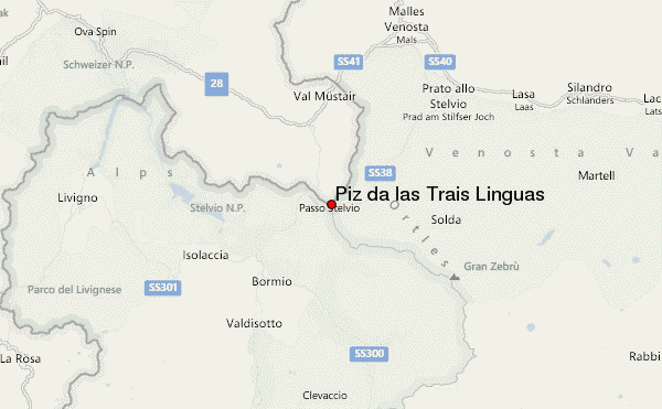 Piz da las Trais Linguas Location Map