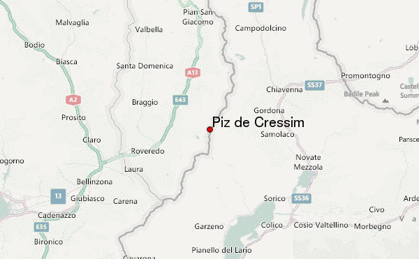 Piz de Cressim Location Map