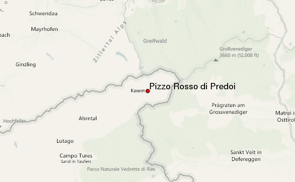 Pizzo Rosso di Predoi Location Map