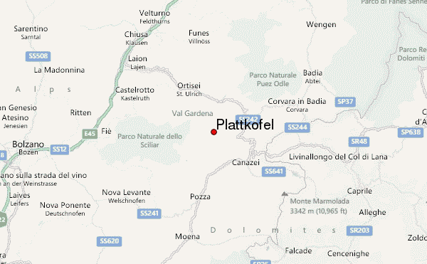 Plattkofel Location Map