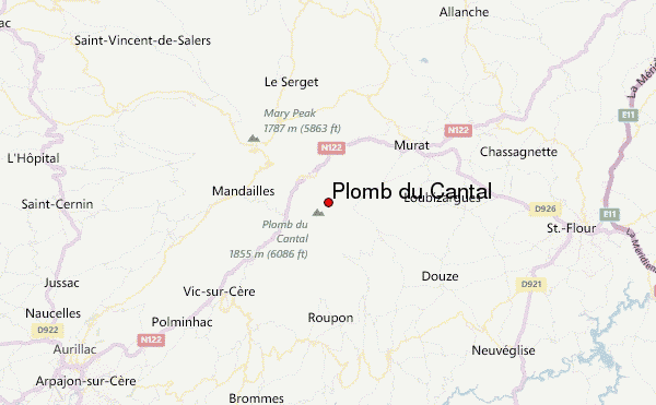 Plomb du Cantal Location Map