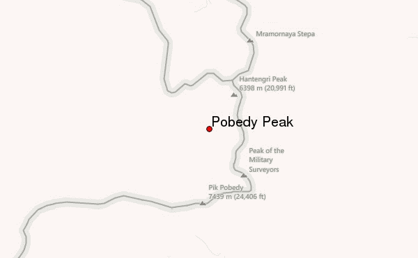Pobedy Peak Location Map