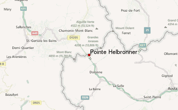 Pointe Helbronner Location Map