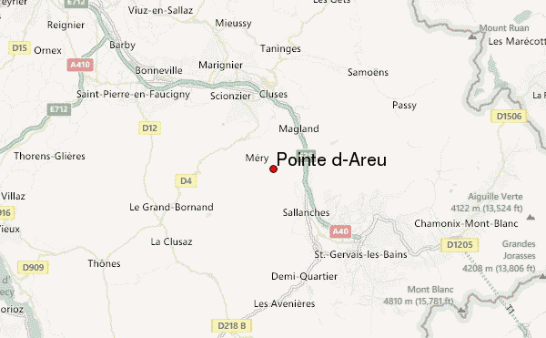 Pointe d'Areu Location Map