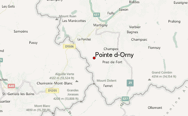 Pointe d'Orny Location Map