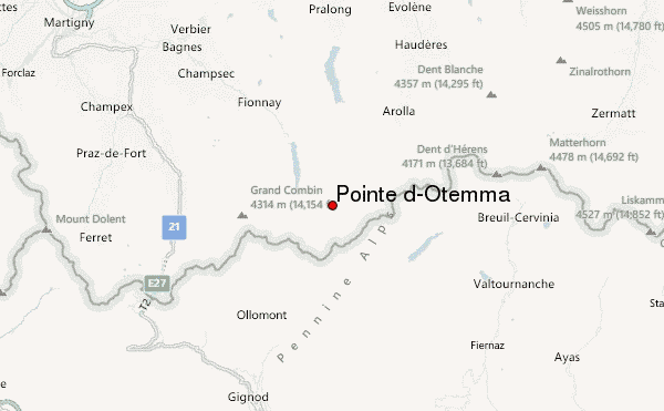 Pointe d'Otemma Location Map