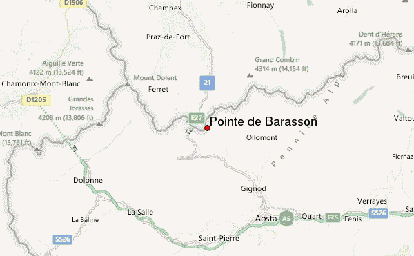 Pointe de Barasson Location Map