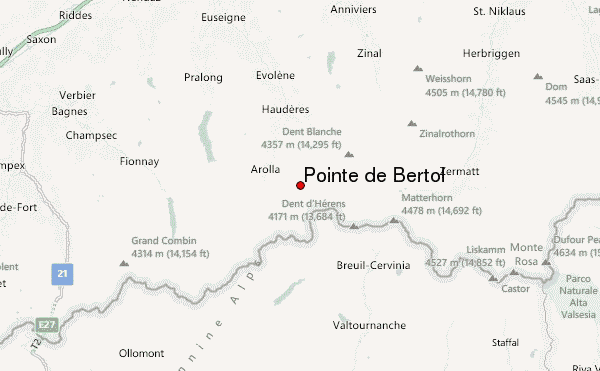 Pointe de Bertol Location Map