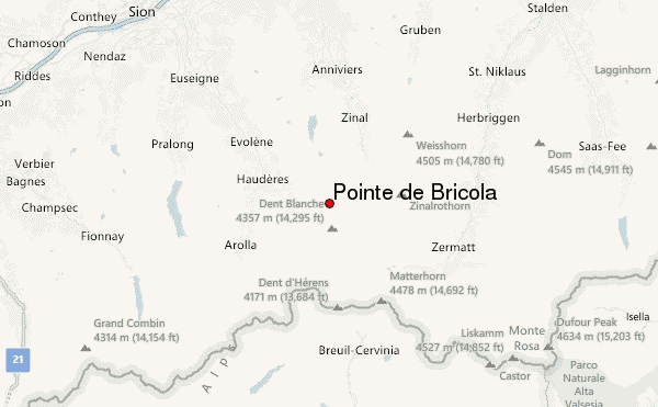 Pointe de Bricola Location Map