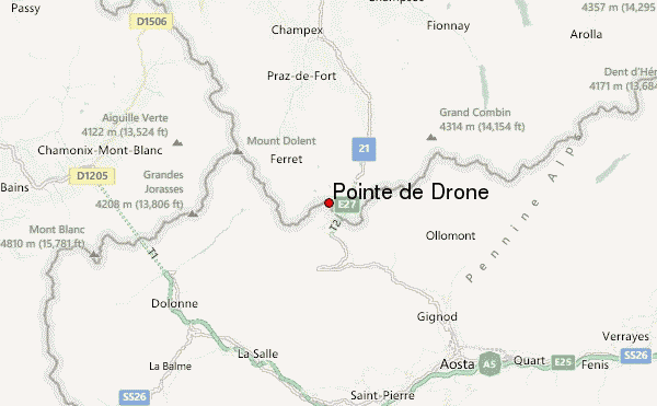 Pointe de Drône Location Map