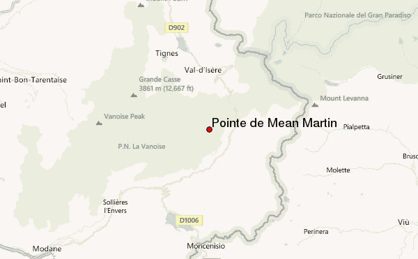 Pointe de Méan Martin Location Map