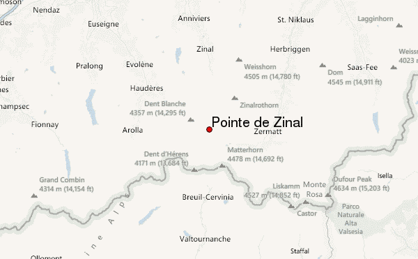 Pointe de Zinal Location Map