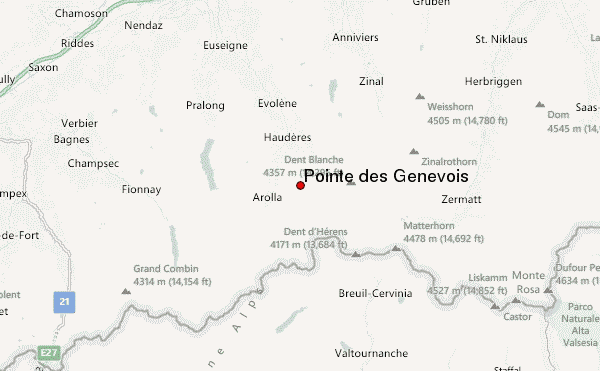 Pointe des Genevois Location Map