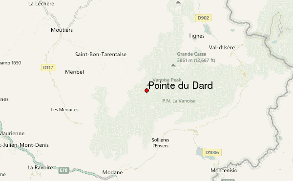 Pointe du Dard Location Map