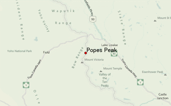 Popes Peak Location Map