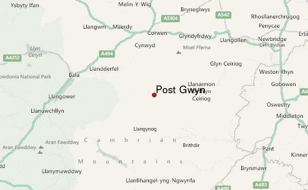 Post Gwyn Location Map