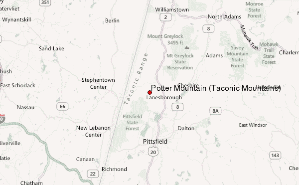 Potter Mountain (Taconic Mountains) Location Map